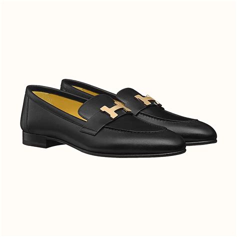 hermes black loafer with gold h|Paris loafer .